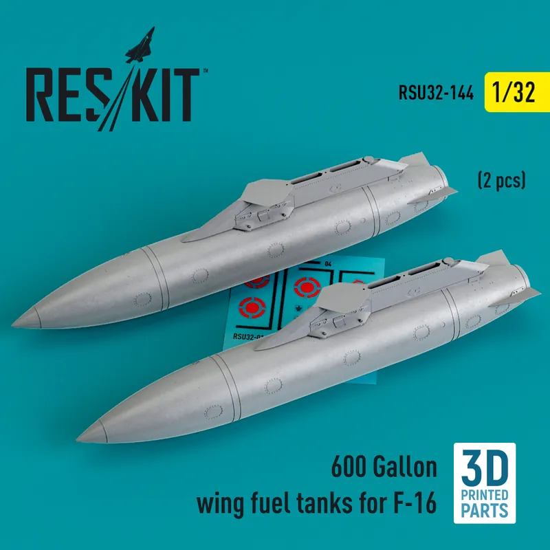 RES/KIT U32-0144 600 Gallon Wing Fuel Tanks For F-16 (2pcs) (3D Printed) Seulement Aujourd'hui
