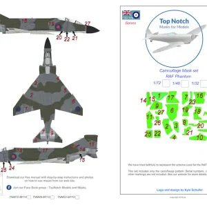 Bon Marché TopNotch 72-M110 McDonnell-Douglas F-4 Phantom FGR.2 - camouflage pattern paint masks (for Airfix and Fujimi kits)