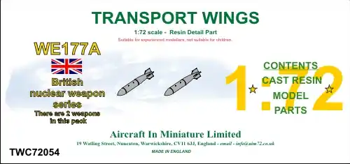 Commander Vite Aircraft In Miniature Ltd TWC72054 WE177A (short body) - British Nuclear Weapon Series