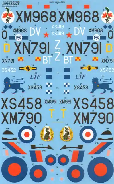 Xtradecal 48153 BAC/EE Lightning T.4/T.5 (6 schemes) Nouveauté