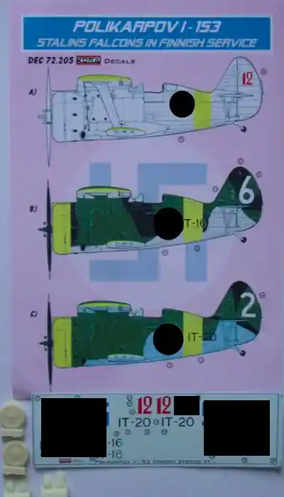 Kora Models Dec72205 Polikarpov I-153 Finnish Marque