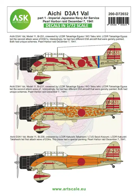 Petit Prix Art Scale Kit D72032 Aichi D3A1 Val Part 1 - Pearl Harbor Raid, 7. December 1941