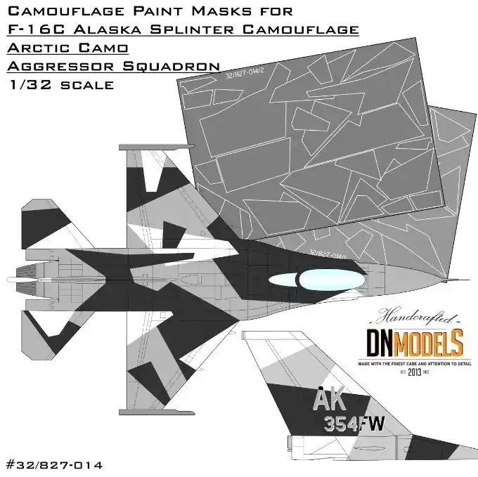 DN Models 32-827-014 Camouflage Paint Masks For F-16C Alaska Arctic Splinter Aggressor Nouvelle Collection