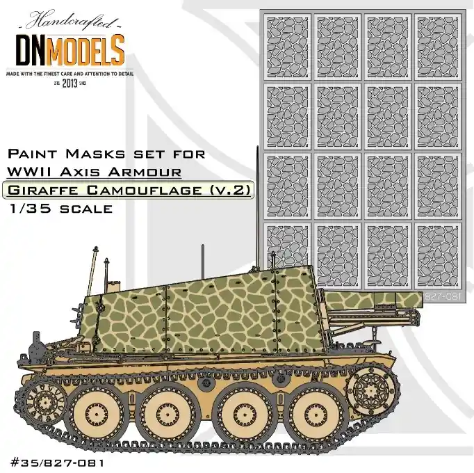 DN Models 35-827-081 Giraffe Camouflage Paint Mask Set Ver.2 Axis WW II Armor Prix Bas