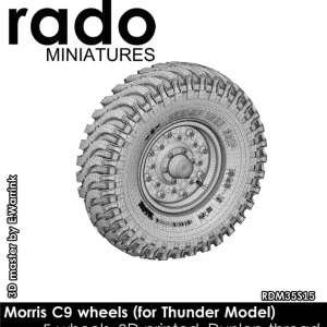 Promotion Rado Miniatures 35S15 Morris C9 Wheels (For Thunder Model) (5 Wheels, 3D Printed, Dunlop Thread)