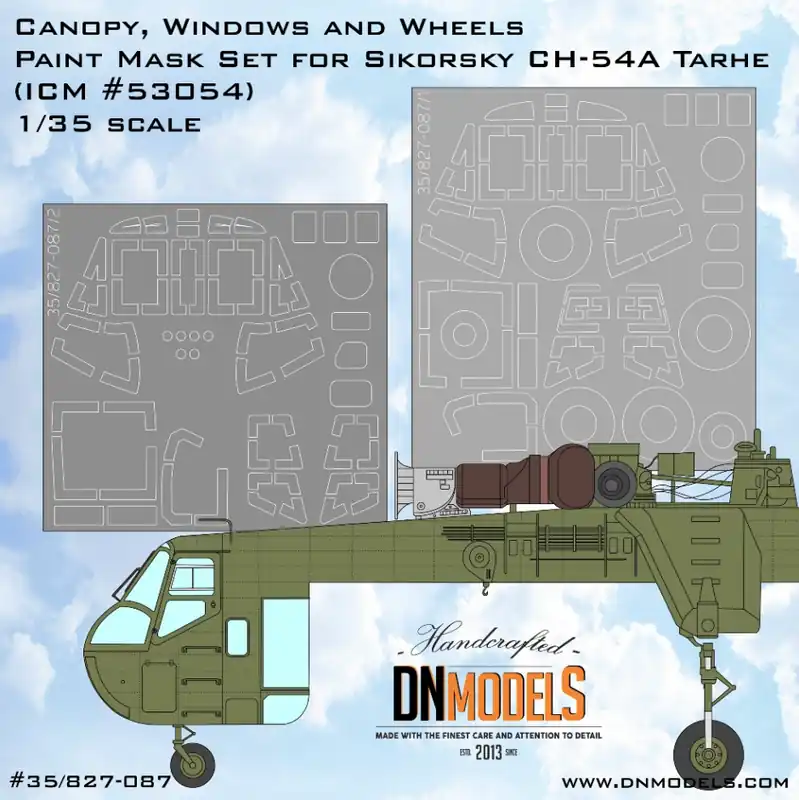 Haute Qualité DN Models 35-827-087 Sikorsky CH-54A Tarhe Canopy, Windows and Wheels