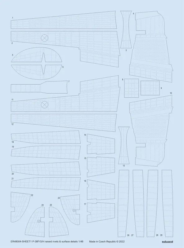 Dernier Modèle Eduard ER48004 P-38F/G/H raised rivets & surface details TAMIYA