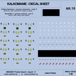 Acheter Direct Weikert Decals DEC218 Mundury niemieckie - patki, naramienniki, insygnia na czapki - WAFFEN SS - ver.2 - vol.18