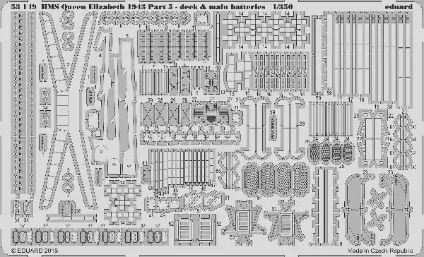 Remise Eduard 53149 HMS Queen Elizabeth 1943 pt 5 - deck & main batteries Trumpeter 05324