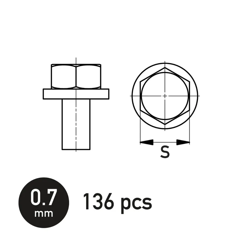 GasHans NB02005 Hexagonal Bolt with Washer 0.7 mm Authentique