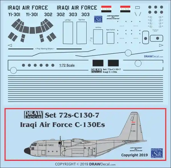 Draw Decal 72-C130-07 Lockheed C-130 E - Iraqi Air Force Nouvelle Collection