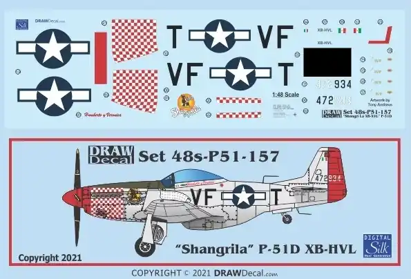 Affaire À Saisir Draw Decal 48-P51-157 North American P-51 D - "Shangrila" (XB-HVL)