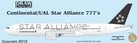 Achetez Aujourd'hui Draw Decal 44-777-34 Boeing 777-224ER - Continental / United Star Alliance