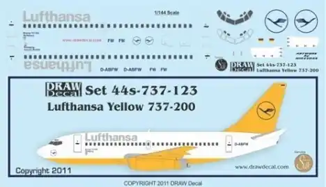 Draw Decal 44-737-123 Boeing 737-200 - Lufthansa Experimental Scheme Remise