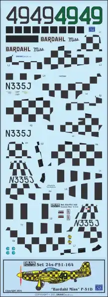 Draw Decal 24-P51-164 North American P-51 D - "Bardahl Miss" (N355J) 1968 Petit Prix