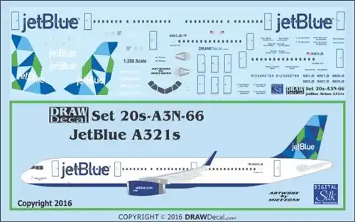 Draw Decal 20-A3N-66 Airbus A321 - jetBlue "Prism" Offre Exclusive