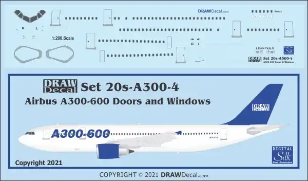Draw Decal 20-A300-04 Airbus A300-600 - Doors and Windows Nouvelle Collection