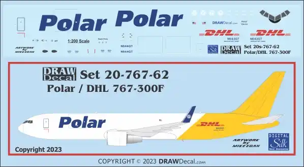 Commander Maintenant Draw Decal 20-767-62 Boeing 767-300F - Polar Air Cargo - DHL
