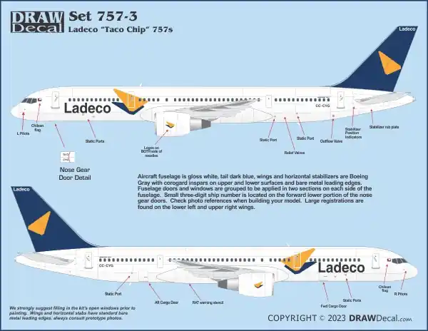 Draw Decal 20-757-03 Boeing 757 - Ladeco "Taco Chip" Nouveauté