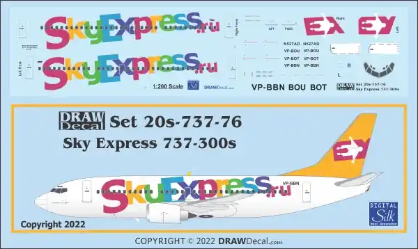 Offre Du Jour Draw Decal 20-737-76 Boeing 737-300 - SkyExpress