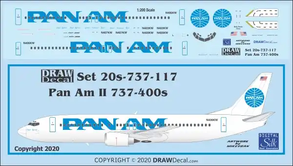 Prix Bas Draw Decal 20-737-117 Boeing 737-400 - Pan Am II