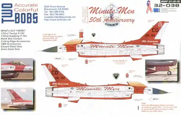 Two Bobs 32038 Lockheed Martin F-16C Block 30 (1 scheme) Commande En Gros