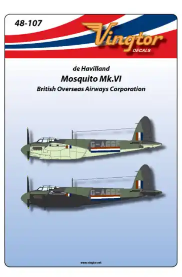 Vingtor 48-107 de Havilland Mosquito Mk.VI British Overseas Airways Corporation (3 schemes) Offre Spéciale