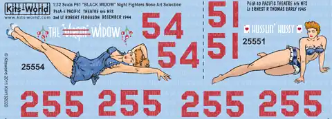 Kits World 132020 Northrop P-61 A Black Widow (‘The Virgin Widow‘ / ‘Husslin Hussy‘ ) Haute Qualité
