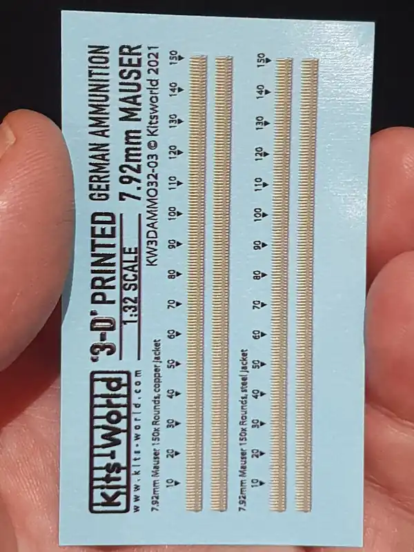 Kits World 3DA3203 German 7.92mm Mauser 3D Decal Ammunition Belts (600 rounds) Vente Directe