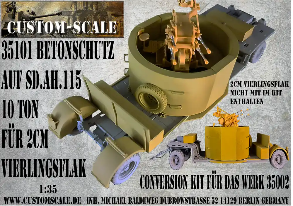 Offre Exclusive Custom scale 35101 Concrete protection on Sd.Ah. 115 for 2cm quadruple flak conversion kit