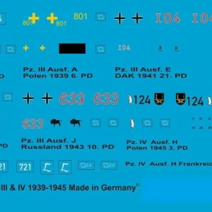 Prix Cassé Peddinghaus-Decals 0770 Mark III And Mark IV Markings 1939-1945