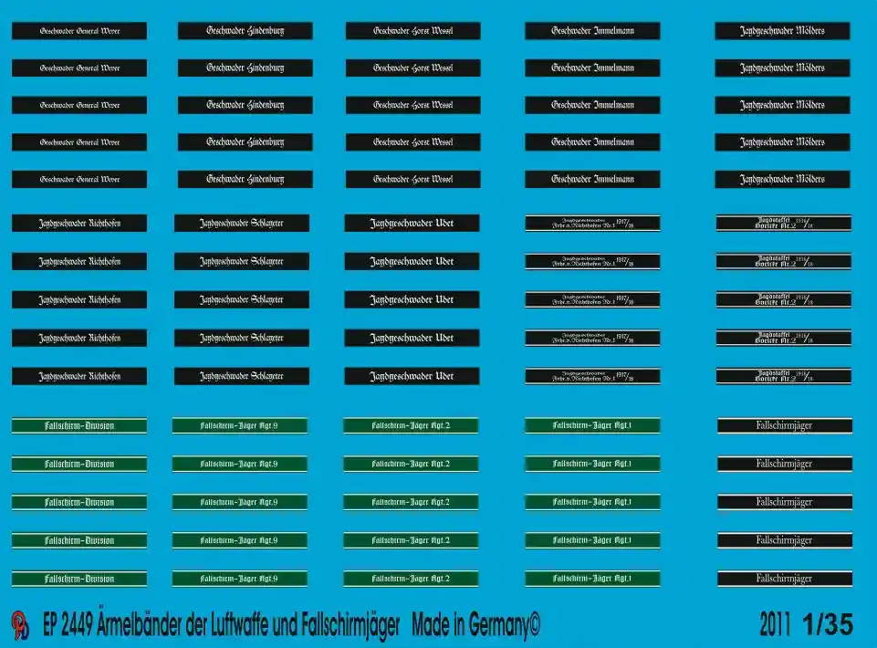Expédition Rapide Peddinghaus-Decals 2449 Cuff Titles Of The Airforce And Paras