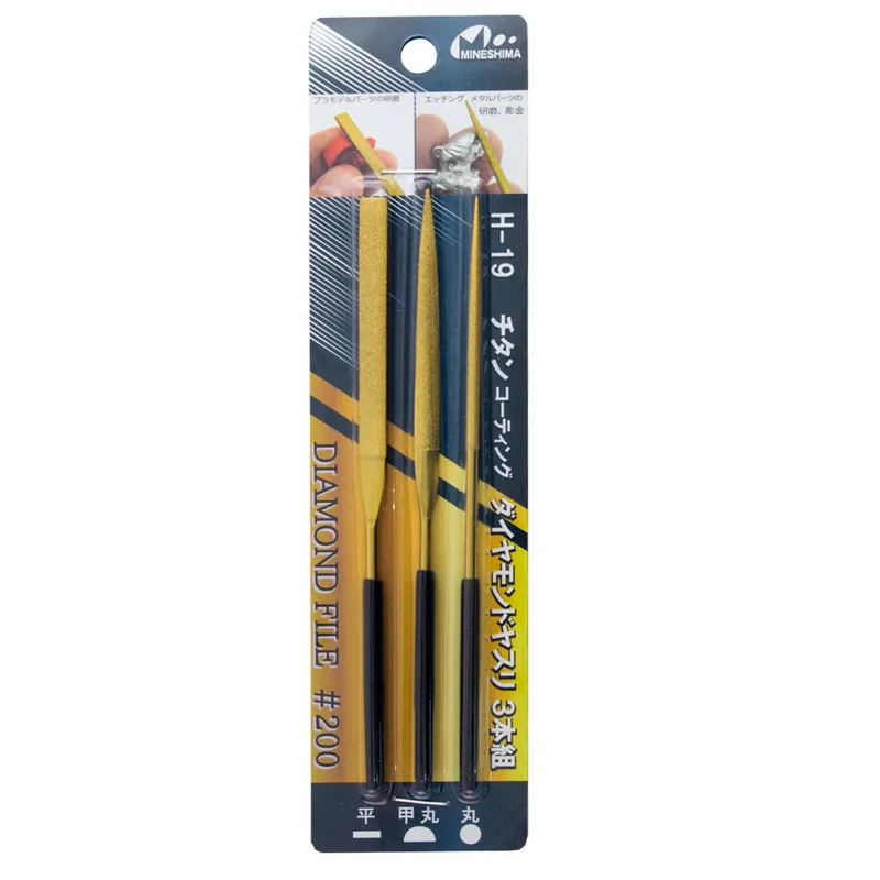Top Vente MINESHIMA H19 Titan Coating Diamond File 200 / 140 mm (3 pcs)
