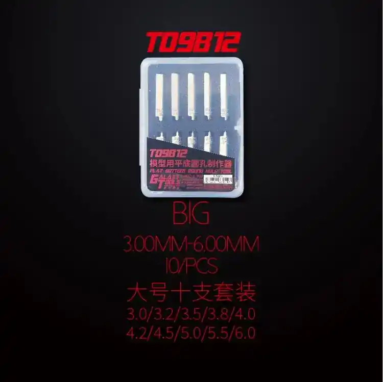Acheter Direct Galaxy-Model T09B12 Flat Bottom Round Hole Tool BIG (3,0 - 6,0 mm, 10 pcs)