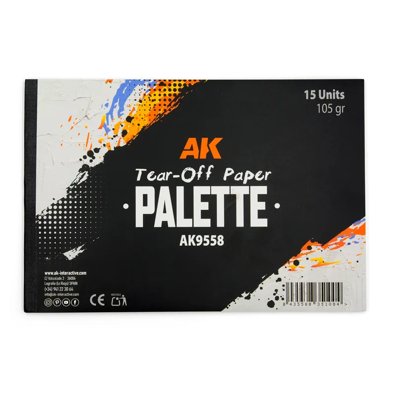 AK-Interactive 9558 Tear-Off Paper Palette (15 Sheets) Seulement Aujourd'hui