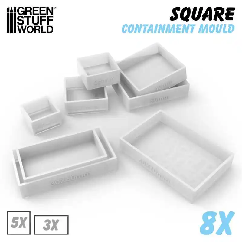 Green Stuff World 2141 Square Containment Molds (8 pcs) Haute Qualité
